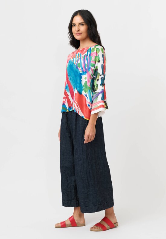 Daniela Gregis Silk Peperoncino Drawing Print Round Neck Top
