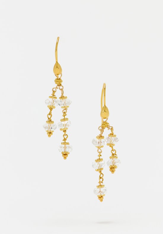 Greig Porter 18K Starbursts & Faceted Sapphires Dangle Earrings 2