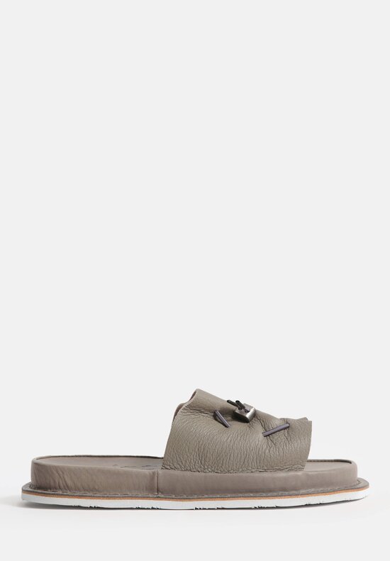 Trippen Leather Slip-On Synergy Sandal in Cement Gray