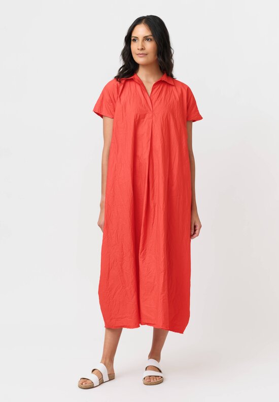 Daniela Gregis Washed Cotton Stretto Dress in Rosso Red