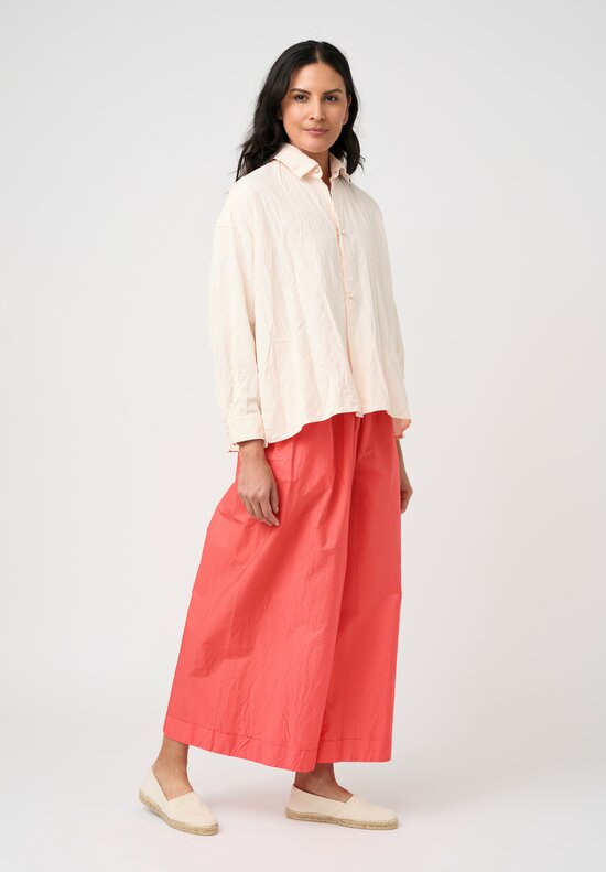 Daniela Gregis Washed Cotton Cropped Uomo Larga Shirt in Pale Pink