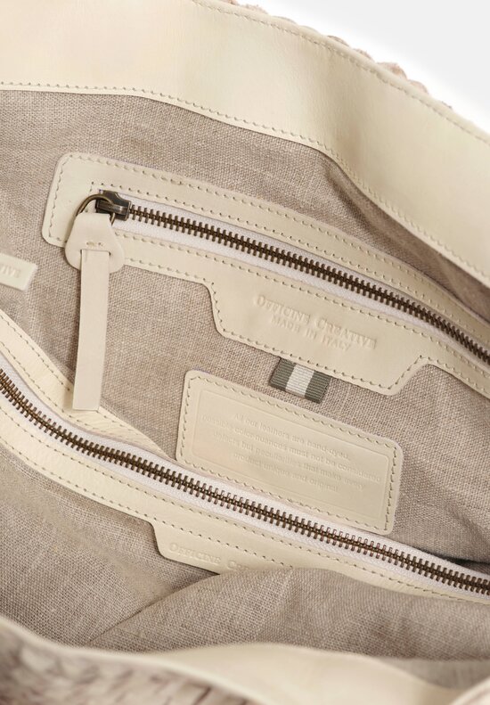 Officine Creative Woven Leather Large Class Tote in Vapore White