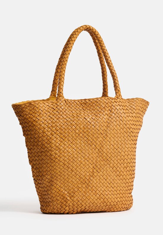 Officine Creative Woven Leather Large Class Tote in Mustard Yellow
