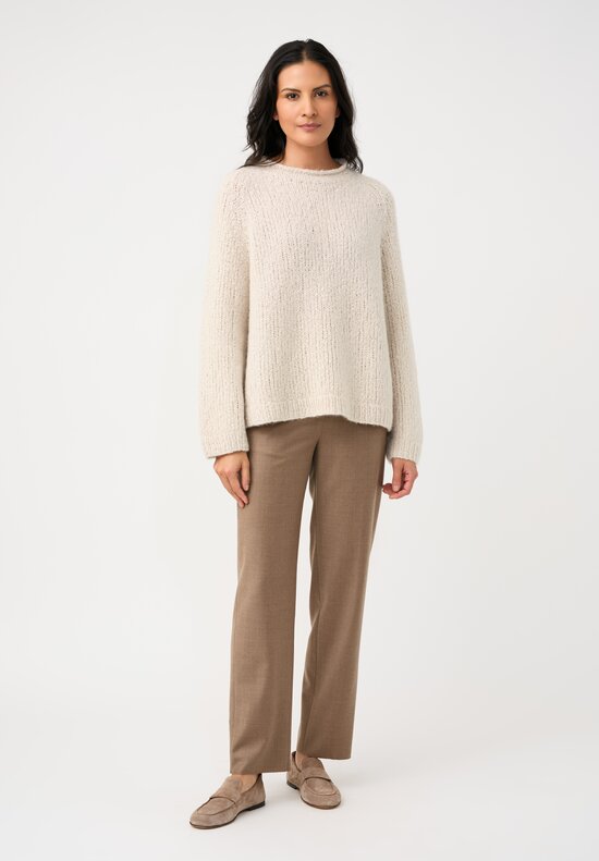 Wommelsdorff Cashmere & Silk Hand-Knit Chili Sweater in Ivory Cream