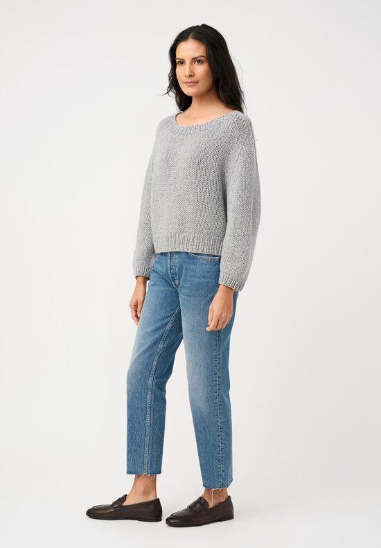 Wommelsdorff Cashmere Hand-Knit Honey Round Neck Sweater in Grey