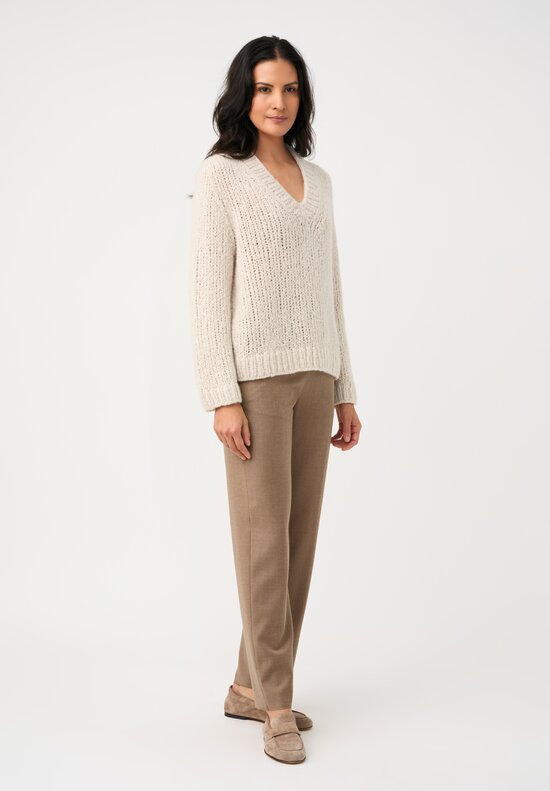 Wommelsdorff Hand-Knit Cashmere & Silk Zazie Sweater in Ivory Cream