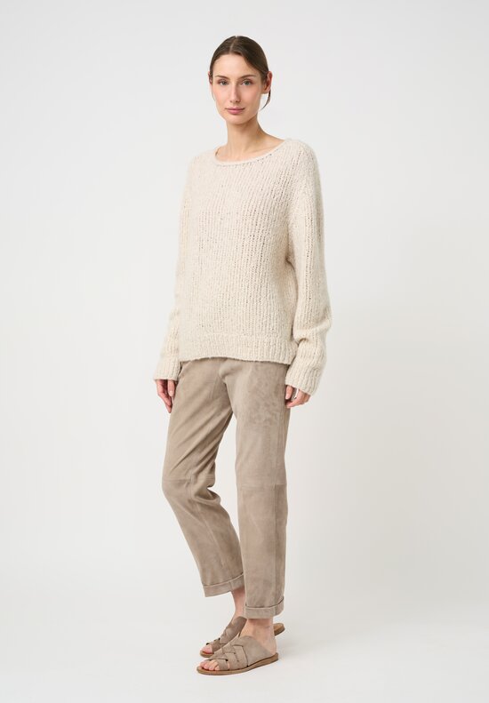 Wommelsdorff Hand-Knit Faye Cashmere & Silk Sweater in Ivory Cream