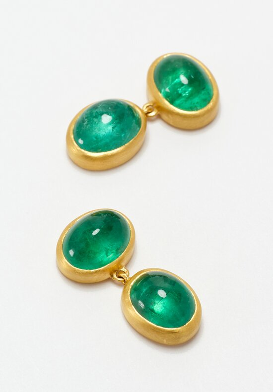 Prounis 22K Small Emerald Amphora Drop Earrings 18x9 mm
