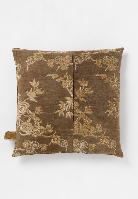 The House of Lyria Cotton & Linen Floral Cotognastro Pillow in Brown & Natural