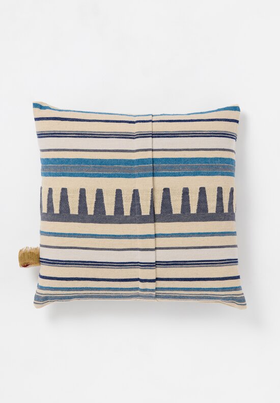 The House of Lyria Cotton & Linen Blend Striped Ruticilla Pillowcase in Natural & Blue