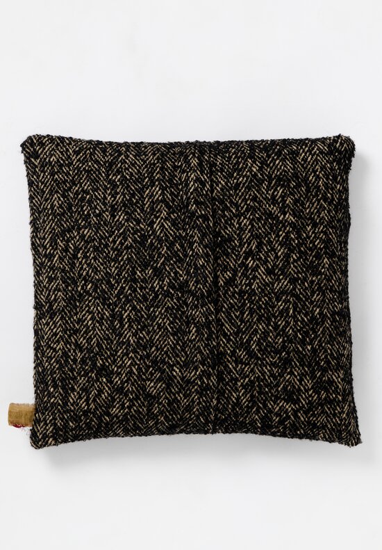 The House of Lyria Juta & Alpaca Herringbone Momoko Pillowcase in Black & Natural