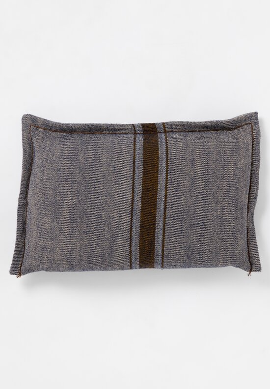 The House of Lyria Jute & Virgin Wool Striped Guelfo Pillowcase in Natural Navy & Brown