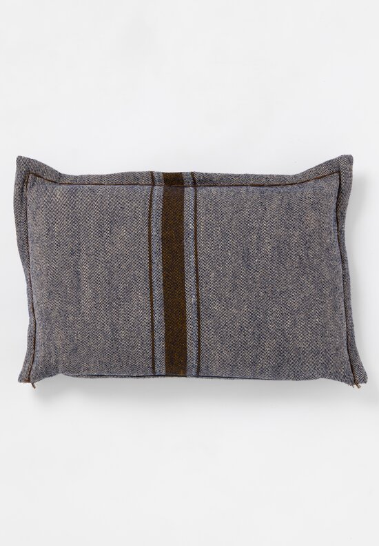 The House of Lyria Jute & Virgin Wool Striped Guelfo Pillowcase in Natural Navy & Brown