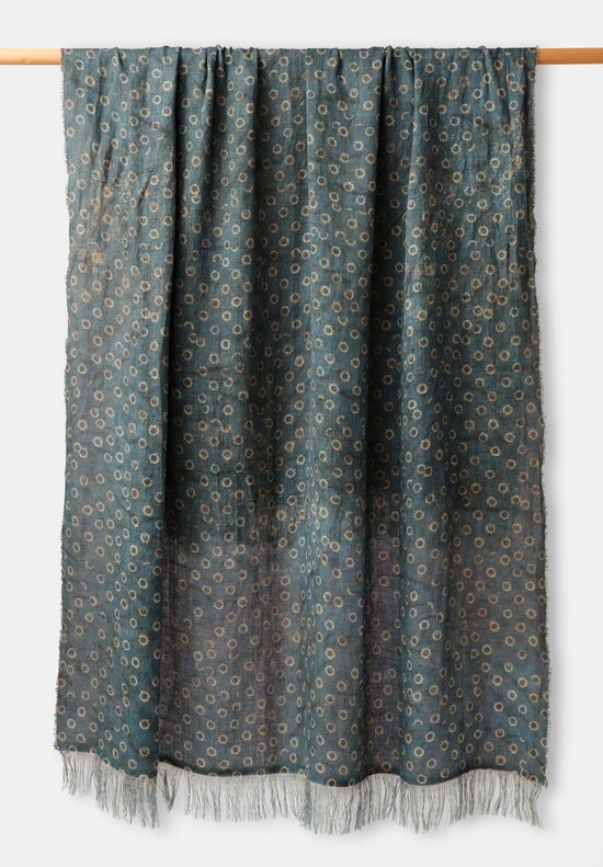 The House of Lyria Linen Starburst Tormento Tablecloth in Blue & Natural