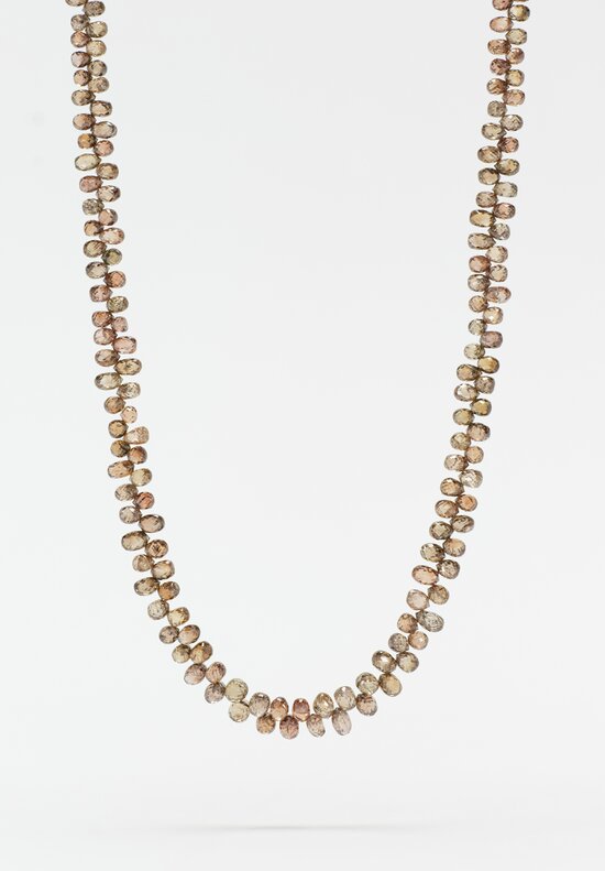 Greig Porter 18K Starburst Cylinders & 44.5cts Briolette Cut Champagne Diamond Necklace 16.5