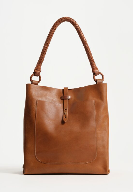 Massimo Palomba Calf Leather Calypso Selleria Tote in Dune Brown
