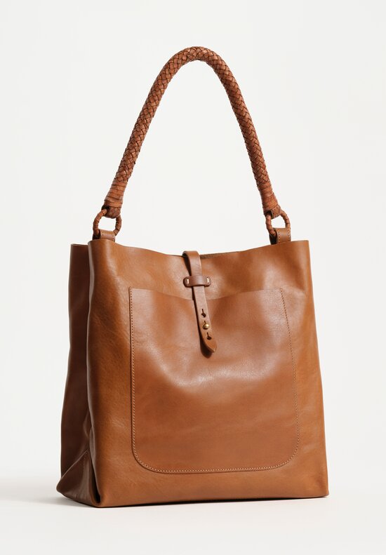 Massimo Palomba Calf Leather Calypso Selleria Tote in Dune Brown