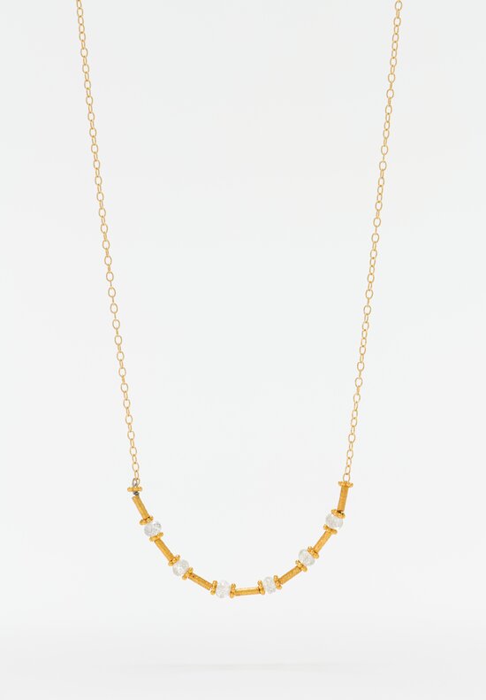 Greig Porter 18K Starburst Cylinder & Diamond Beaded Chain Necklace 19