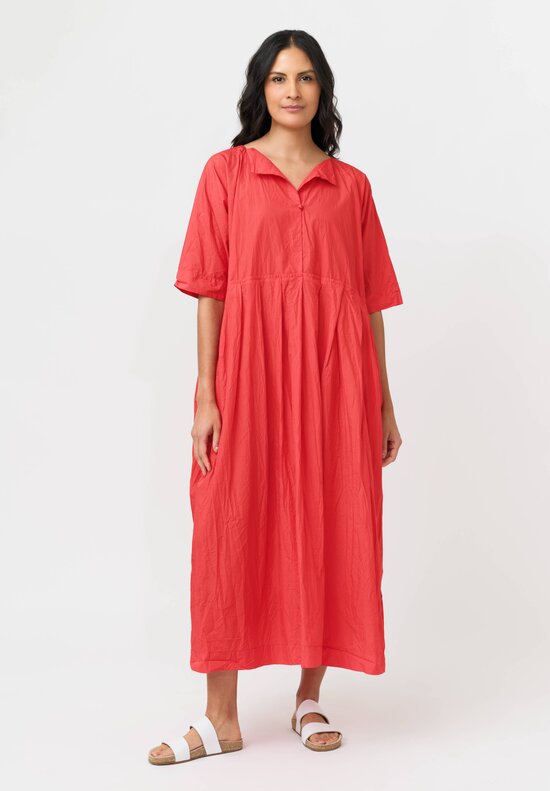 Daniela Gregis Washed Cotton Spezia Operaio Dress in Rosso Red
