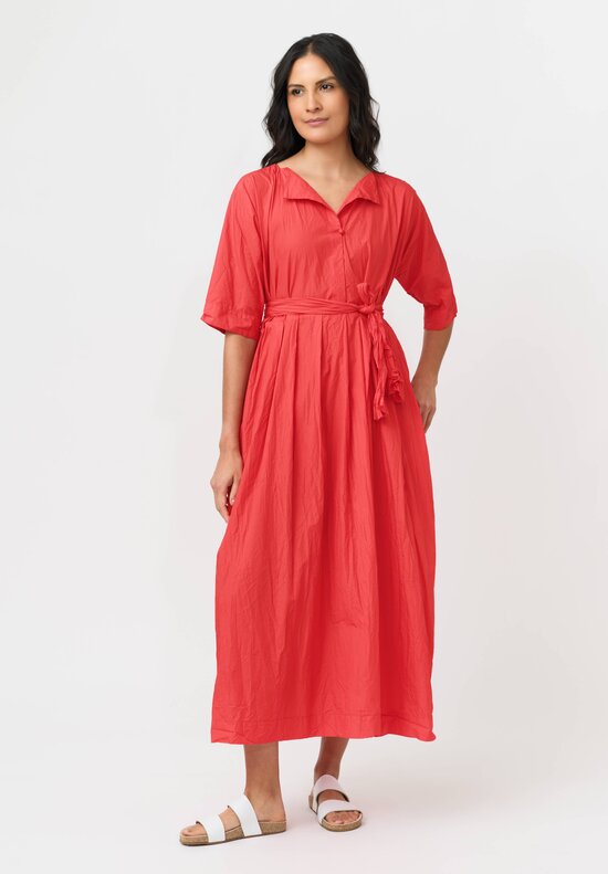 Daniela Gregis Washed Cotton Spezia Operaio Dress in Rosso Red
