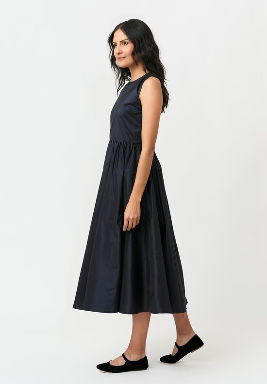 Daniela Gregis Silk Bottoncino Stretto Dress in Navy Blue