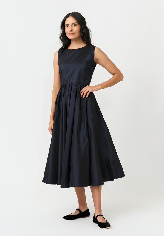 Daniela Gregis Silk Bottoncino Stretto Dress in Navy Blue