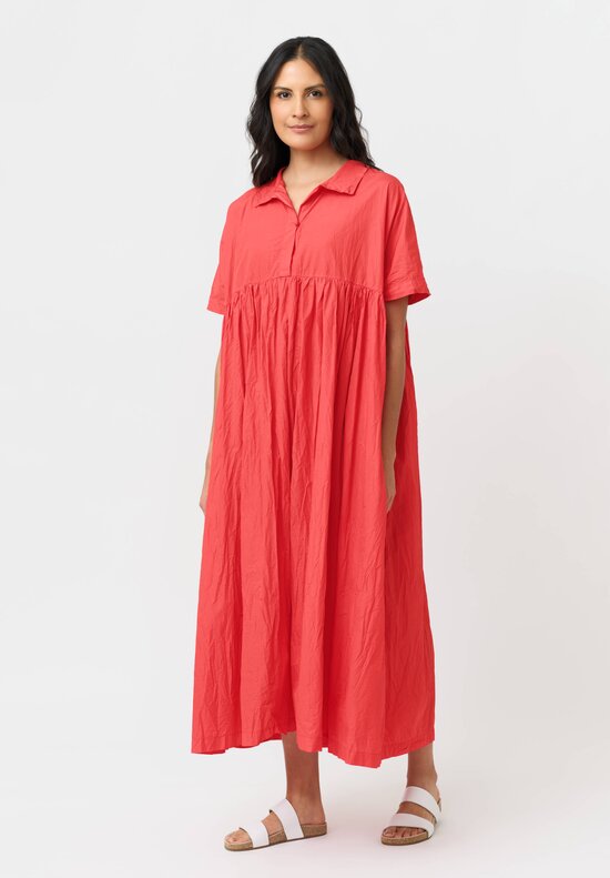 Daniela Gregis Washed Cotton Aria Lungo Dressin Rosso Red