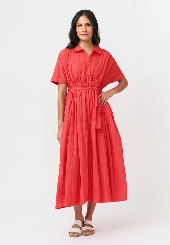 Daniela Gregis Washed Cotton Aria Lungo Dressin Rosso Red