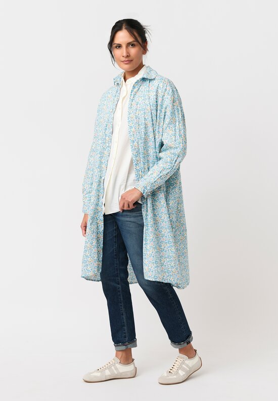 Daniela Gregis Washed Cotton Uomo Pari Tunic in Blue Fiori