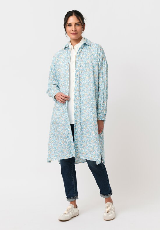 Daniela Gregis Washed Cotton Uomo Pari Tunic in Blue Fiori