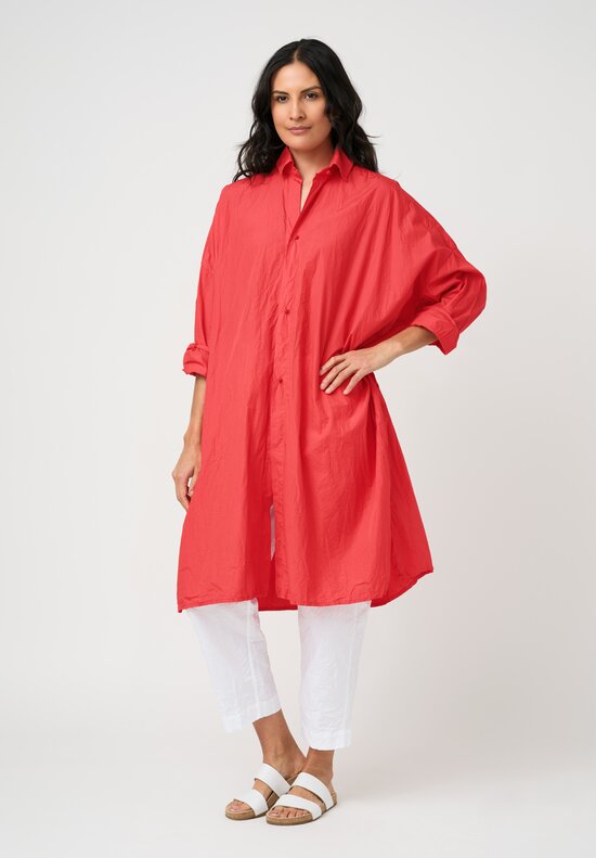 Daniela Gregis Washed Cotton Uomo Pari Tunic in Rosso Red