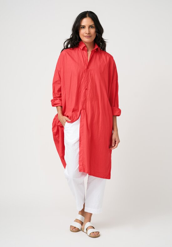 Daniela Gregis Washed Cotton Uomo Pari Tunic in Rosso Red