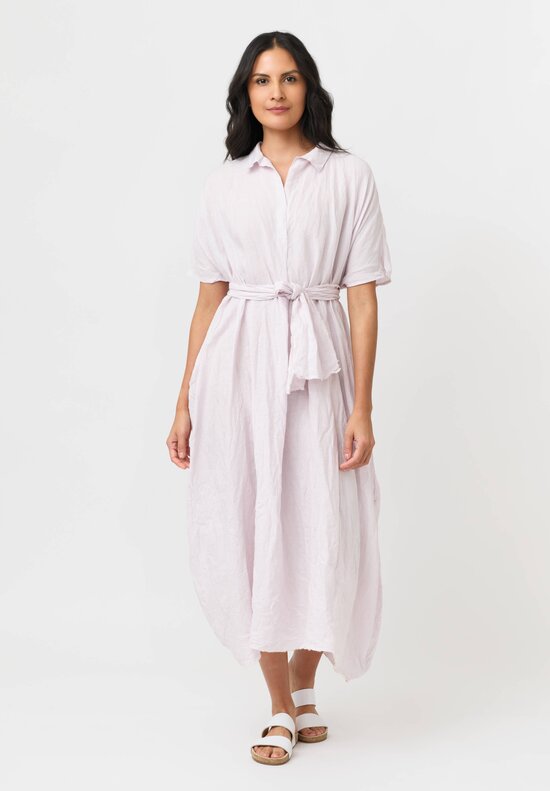Daniela Gregis Solid Washed Linen Manichina Dress in Ice Pink