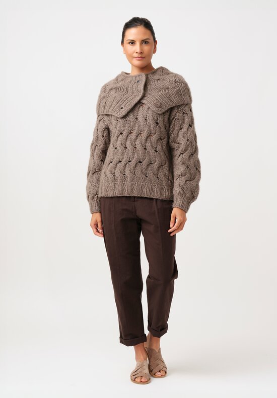 Iris Von Arnim Cashmere & Silk Hand-Knit Hedda Tube Scarf in Taupe Brown