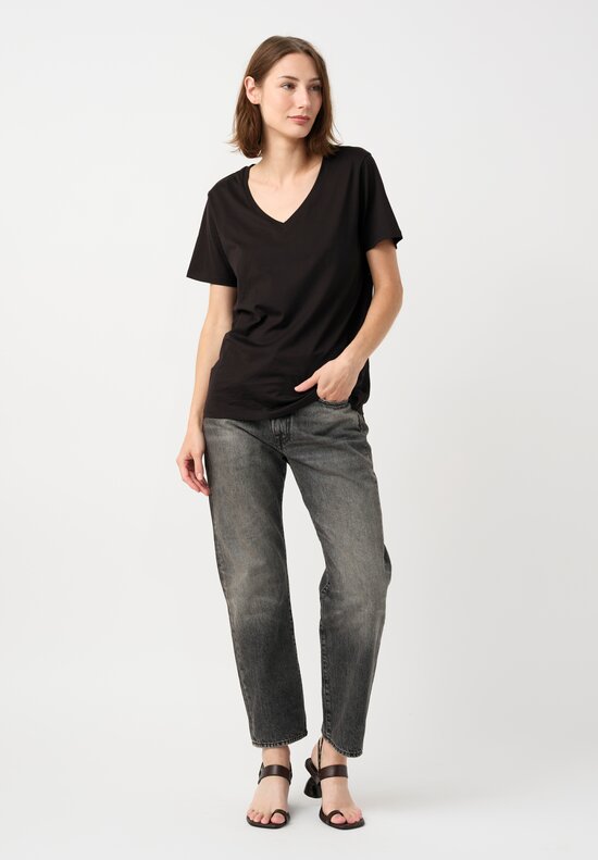 R13 Cotton Denim Boyfriend Jeans in Leyton Black
