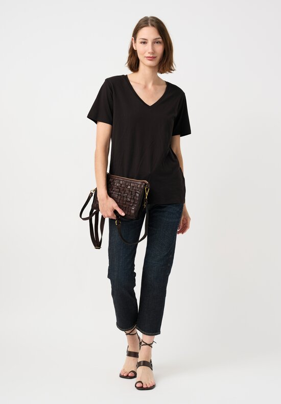 R13 Cotton Denim Boyfriend Straight Jeans in Avery Indigo Blue