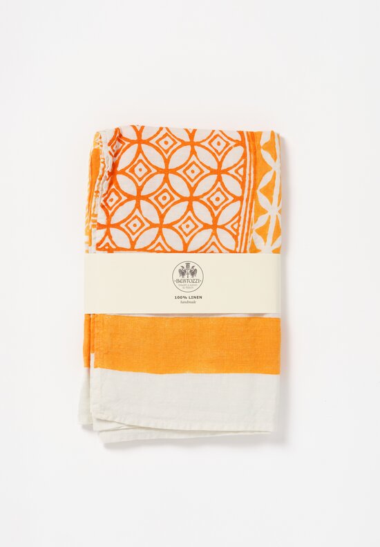 Bertozzi Handmade Linen Taormina Runner in Arancio Orange	