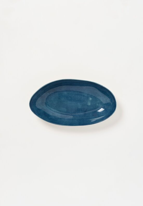 Stamperia Bertozzi Handmade Porcelain Solid Interior Barchetta Dark Azzuro Blue