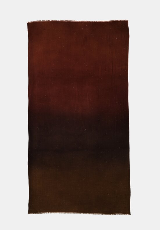 Faliero Sarti Hand-Painted Gradient & Stardust Sequins Isa Scarf in Olive & Brown Ombré