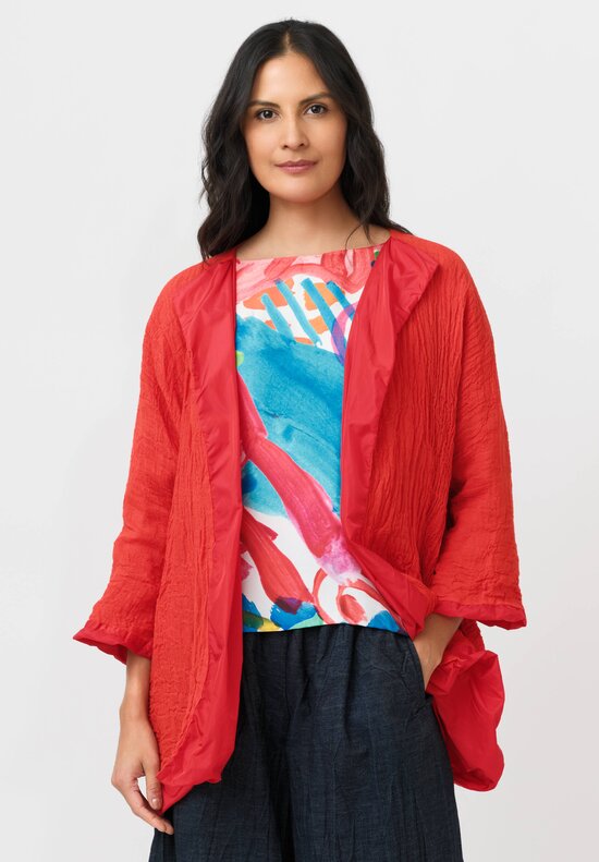 Daniela Gregis Reversible Washed Linen Spezia T Jacket in Arancio Red