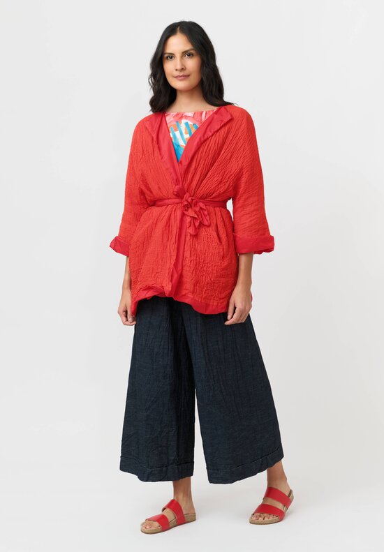Daniela Gregis Reversible Washed Linen Spezia T Jacket in Arancio Red