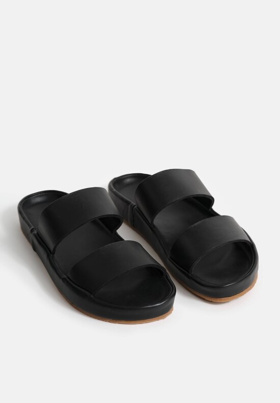Daniela Gregis Leather Fasce Foderato Sandals in Nappa Black