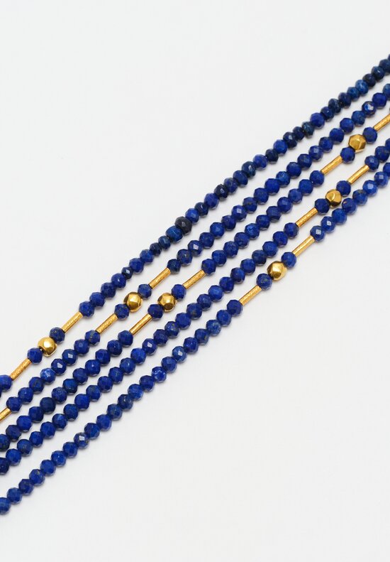 Greig Porter 4-Strand 18K Cylinders, Faceted Rounds & Lapis Lazuli Necklace 18