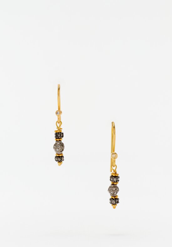 Greig Porter Oxidized 18K Starburst Diamond-Studded Bead Stack Dangle Earrings 1.375