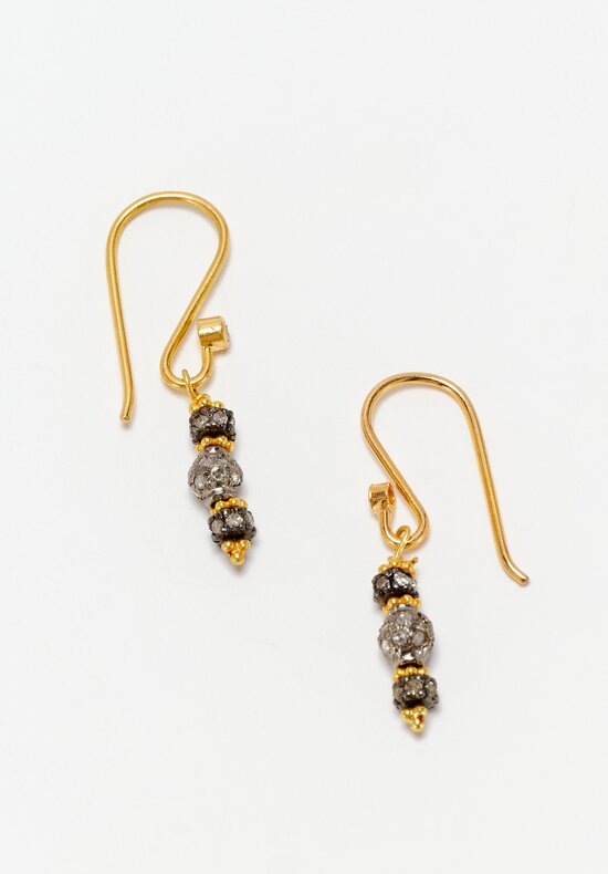 Greig Porter Oxidized 18K Starburst Diamond-Studded Bead Stack Dangle Earrings 1.375