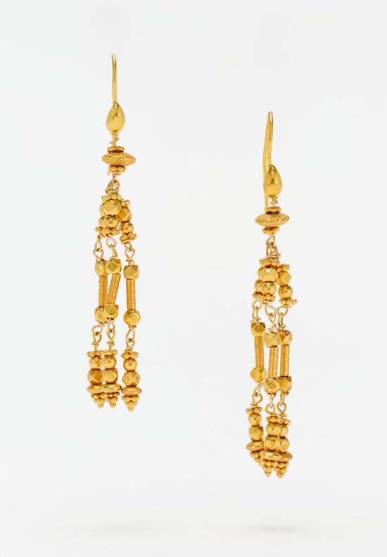 Greig Porter Handmade 18K Beaded Chandelier Earrings 2.25