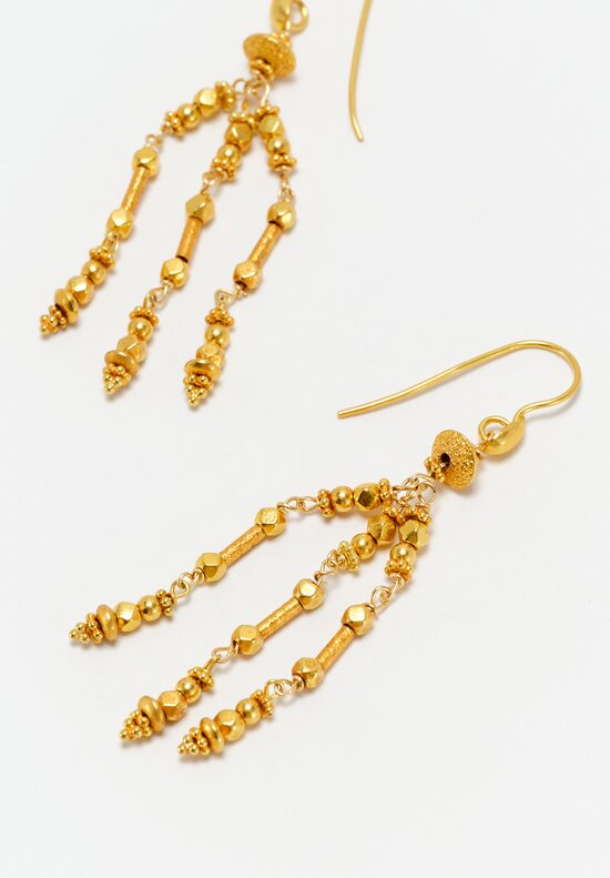 Greig Porter Handmade 18K Beaded Chandelier Earrings 2.25