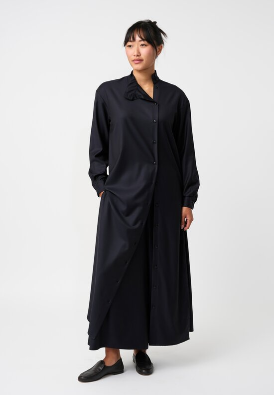 Dusan Tasmania Rubashka Button-Down Tunic in Midnight Navy Blue