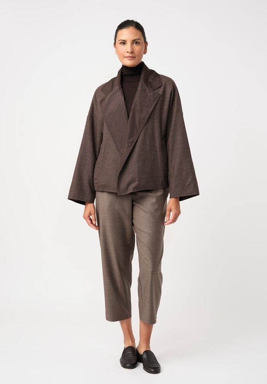 Dusan Silk Oversized Reversible Jacket in Cedar Brown