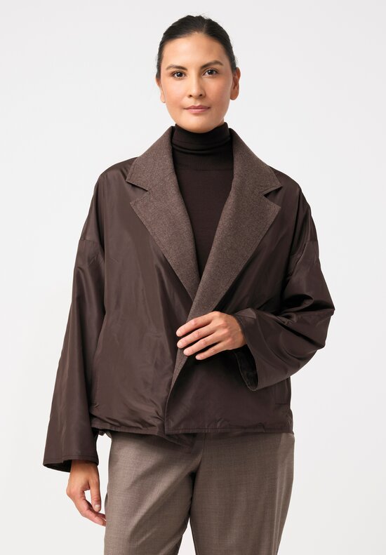 Dusan Silk Oversized Reversible Jacket in Cedar Brown